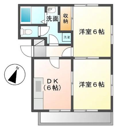 アンテノール(2DK/2階)の間取り写真