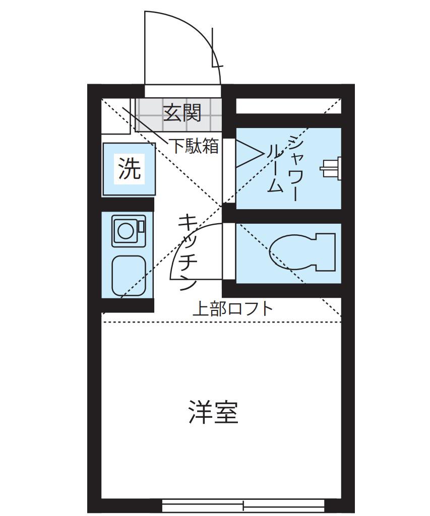 ジリオロッソ東新宿(ワンルーム/1階)の間取り写真