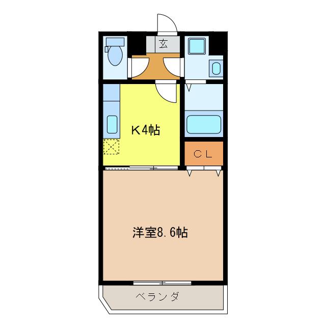 鴨江レジデンス(1K/5階)の間取り写真