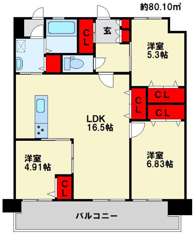 LEGEND157(3LDK/8階)の間取り写真