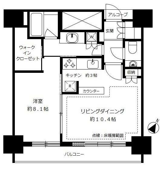 カテリーナ三田タワースイートウエストアーク(1LDK/8階)の間取り写真