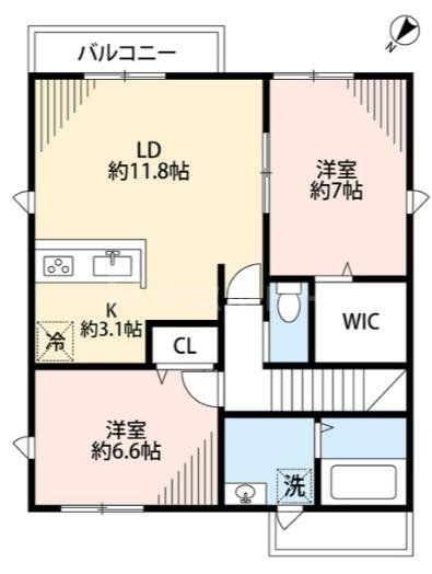 メディーナ(2LDK/2階)の間取り写真