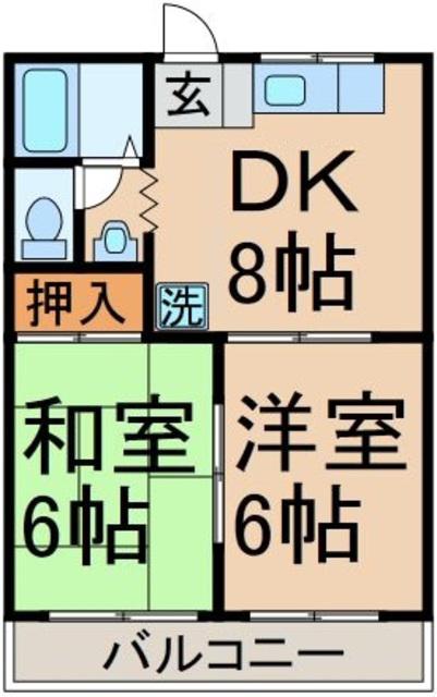 ハイム松原(2DK/1階)の間取り写真