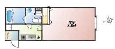 FABRIC武蔵新田(1K/3階)の間取り写真