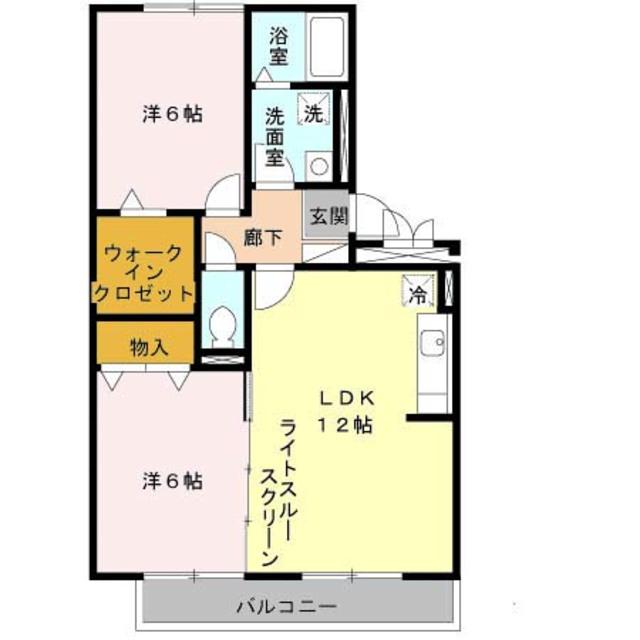 フラワーメゾンB棟(2LDK/2階)の間取り写真