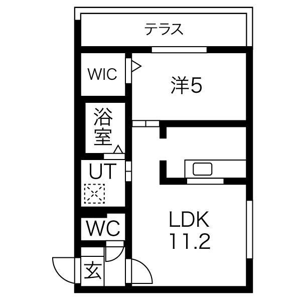 クラウドロア青葉(1LDK/1階)の間取り写真
