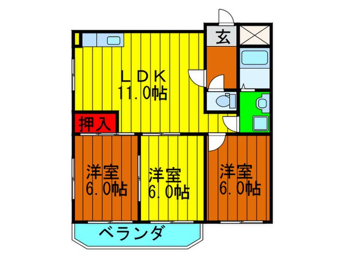 セントネージュ香里II(3LDK/3階)の間取り写真