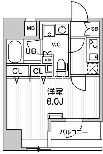 GENOVIA浅草橋II SKYGARDEN(1K/4階)の間取り写真