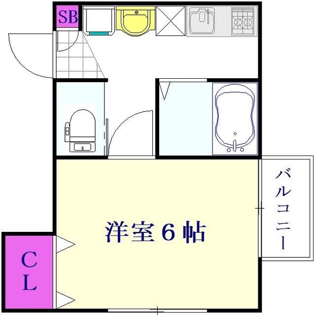 アヴニール谷塚(1K/1階)の間取り写真