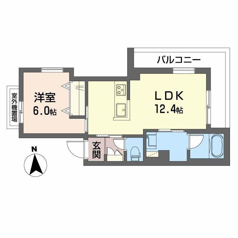 ユイロ中津(1LDK/3階)の間取り写真