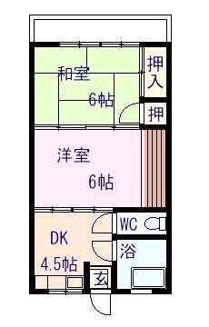 上水前寺アパート(2DK/1階)の間取り写真