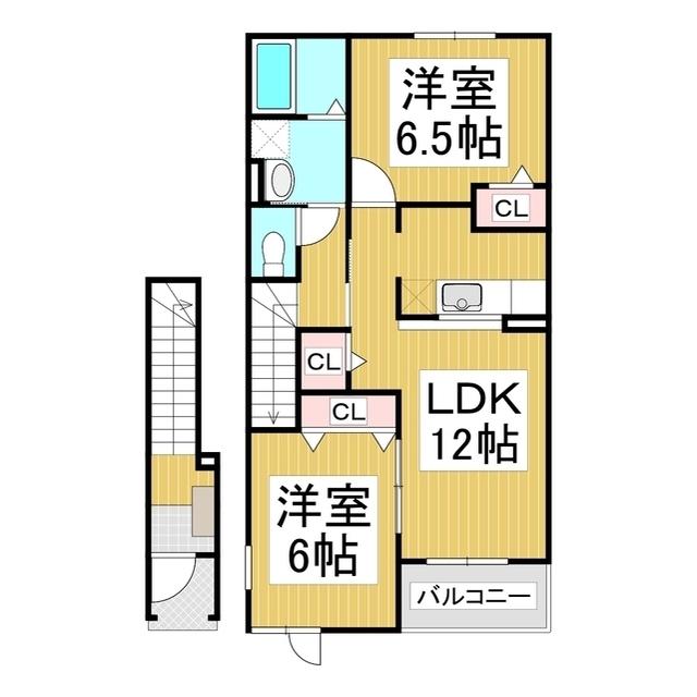 グランフィオーレ A(2LDK/2階)の間取り写真