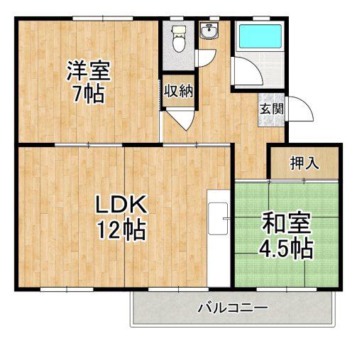 泉北桃山台第2団地38号棟(2LDK/5階)の間取り写真