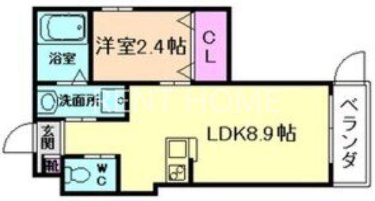 リアコート高井田中央イースト(1LDK/2階)の間取り写真