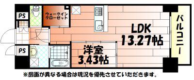 LEGEND鍛治町(1LDK/2階)の間取り写真