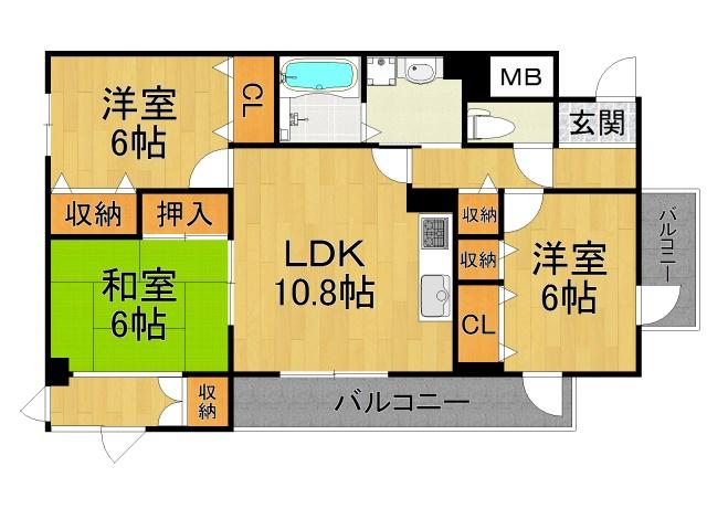 アンルーヴ(3LDK/2階)の間取り写真