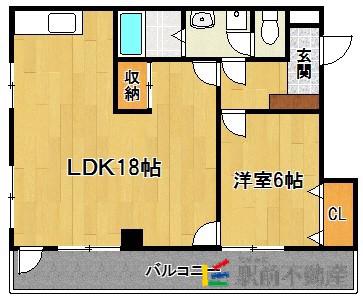 藤和コープソシエ大名(1LDK/5階)の間取り写真