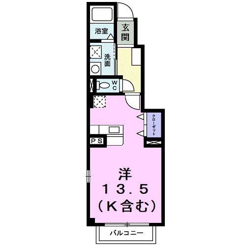 メゾンアンソレイエS(ワンルーム/1階)の間取り写真