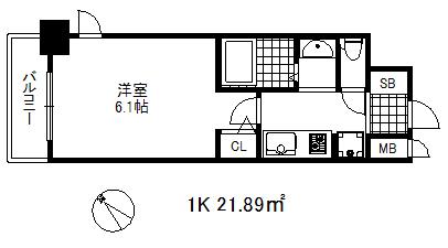 エステムコート神戸元町2ブリーズ(1K/7階)の間取り写真