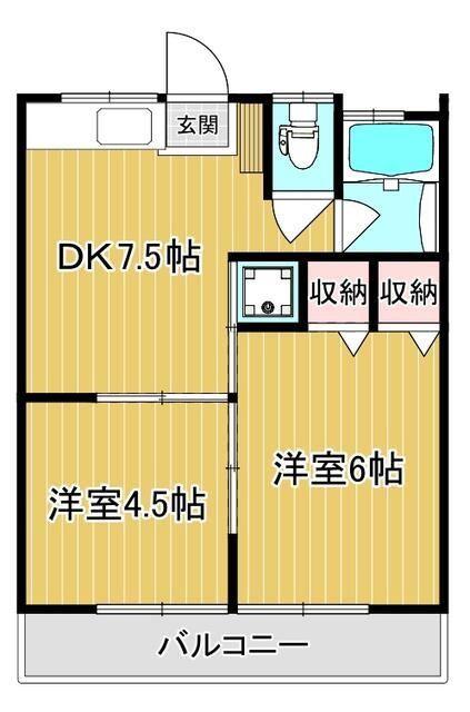成友コーポ(2DK/2階)の間取り写真