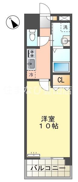 ヴェルティック(1K/4階)の間取り写真