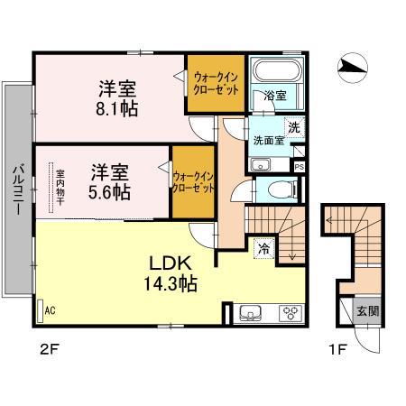 アーク クレール(2LDK/2階)の間取り写真