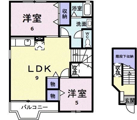 ジェルメ・コリーヌC(2LDK/2階)の間取り写真
