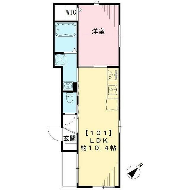 パストラーレ嶺町(1LDK/1階)の間取り写真