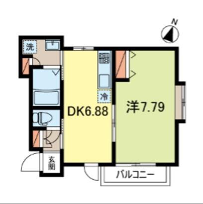 新Mハイム(1DK/2階)の間取り写真