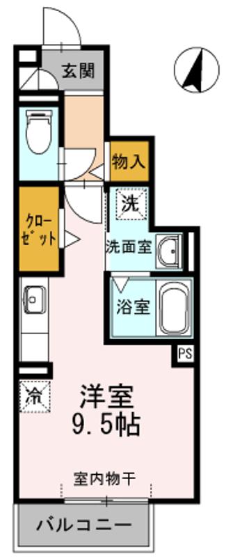 ヴィラ小山(ワンルーム/1階)の間取り写真