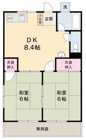シティハイム名古屋(2DK/1階)の間取り写真