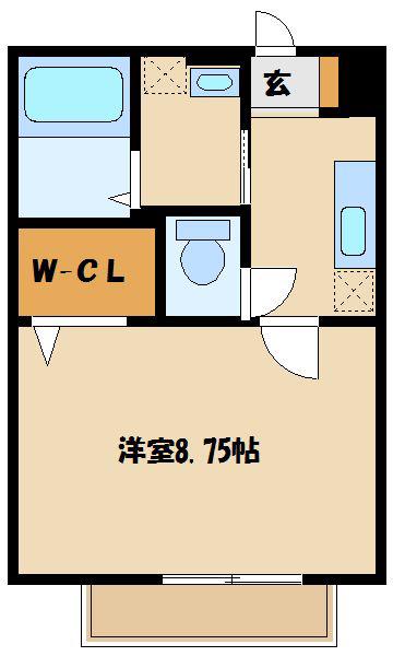 MIREILLE(1K/2階)の間取り写真