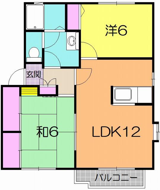 メゾンパークスA(2LDK/2階)の間取り写真