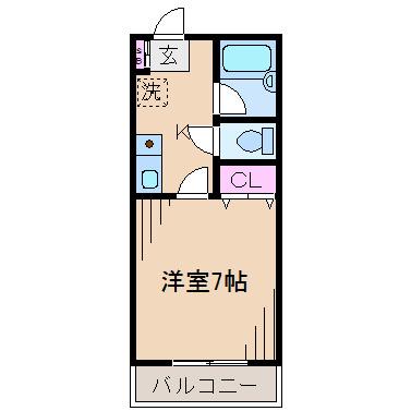 アゼリアハイツII(1K/2階)の間取り写真
