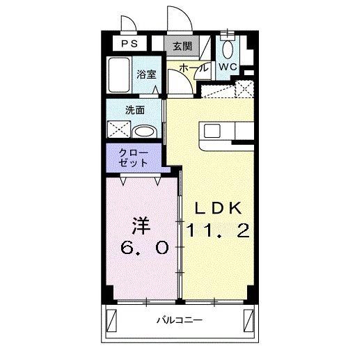 カルムヴィラいさおし(1LDK/4階)の間取り写真