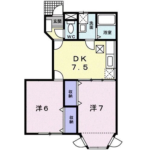 メゾンイースト(2DK/1階)の間取り写真
