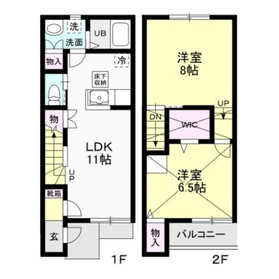 プリムヴェール A 103(2LDK/1階)の間取り写真