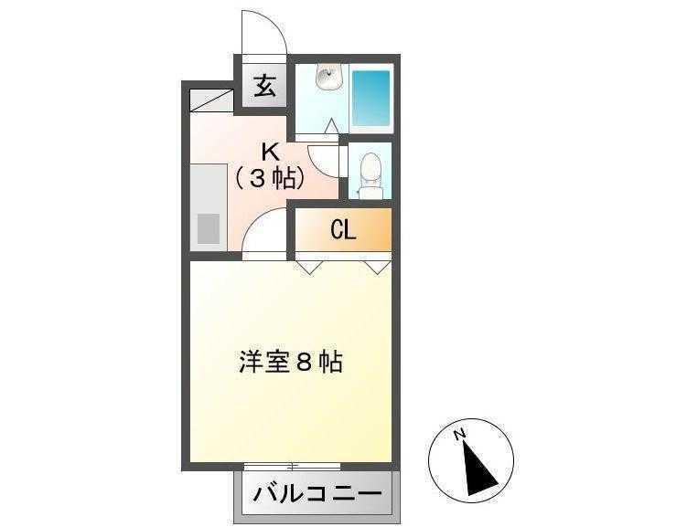 ハイムプリベール東(1K/2階)の間取り写真