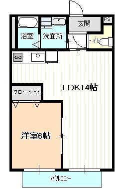 ニューハイツエクセレント(1LDK/2階)の間取り写真