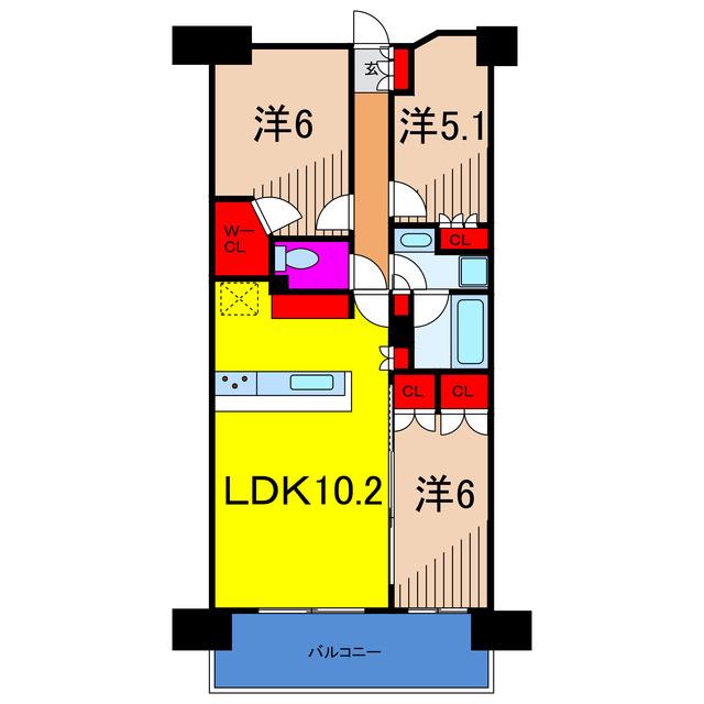 ラヴィアンコート亀有(3LDK/14階)の間取り写真