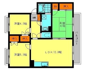 ファミール御幸ヶ丘(3LDK/2階)の間取り写真