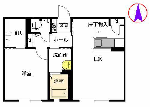 クラヴィエ隼人 II棟(1LDK/1階)の間取り写真