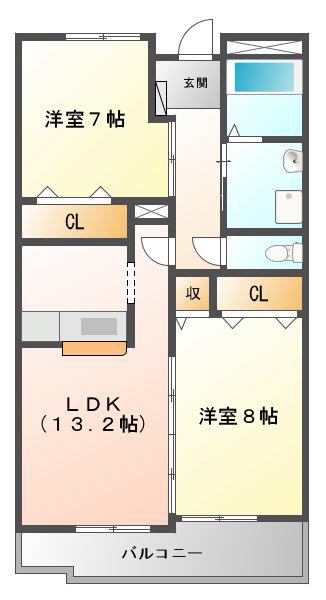 LANDMARK玉垣(2LDK/3階)の間取り写真