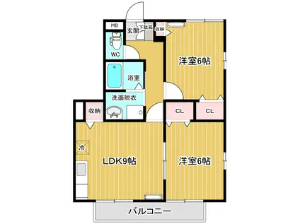サンガーデン宮本E棟(2LDK/3階)の間取り写真