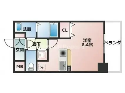 レジディア天神橋(1K/4階)の間取り写真
