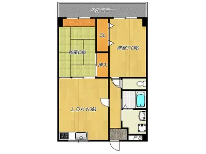 アメニティK・S PART2(2LDK/4階)の間取り写真