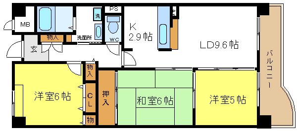 シーズモア(3LDK/3階)の間取り写真