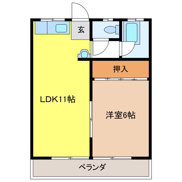 オークラパークマンション(1LDK/4階)の間取り写真