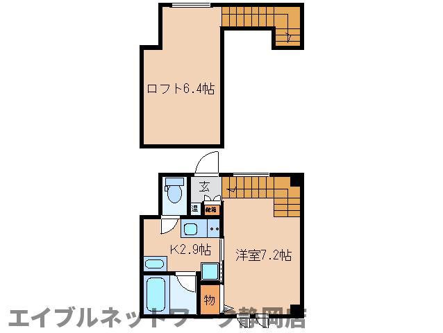 レーヴ四番町(1K/2階)の間取り写真
