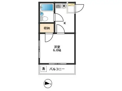 コーノハイム(1K/3階)の間取り写真